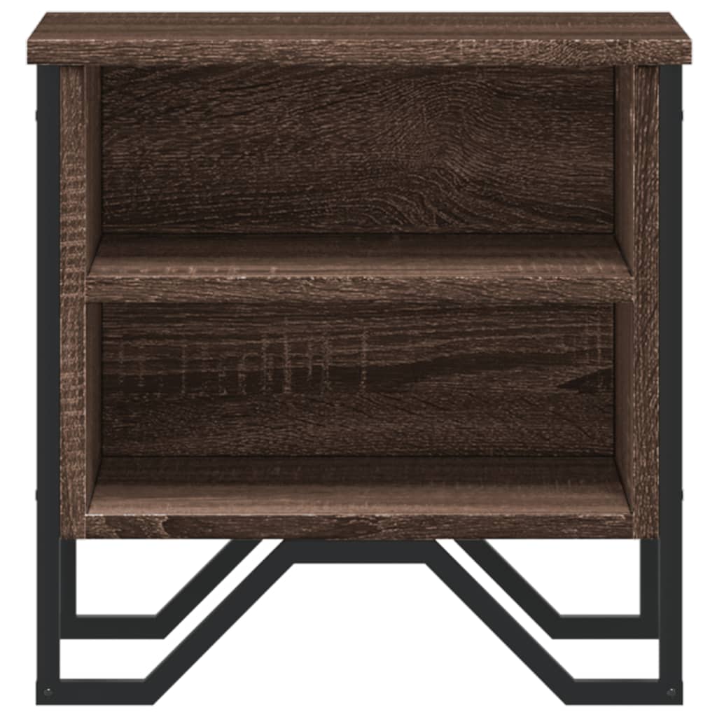 Brown Oak Bedside Cabinet Set of 2, Engineered Wood, 40x30x40 cm