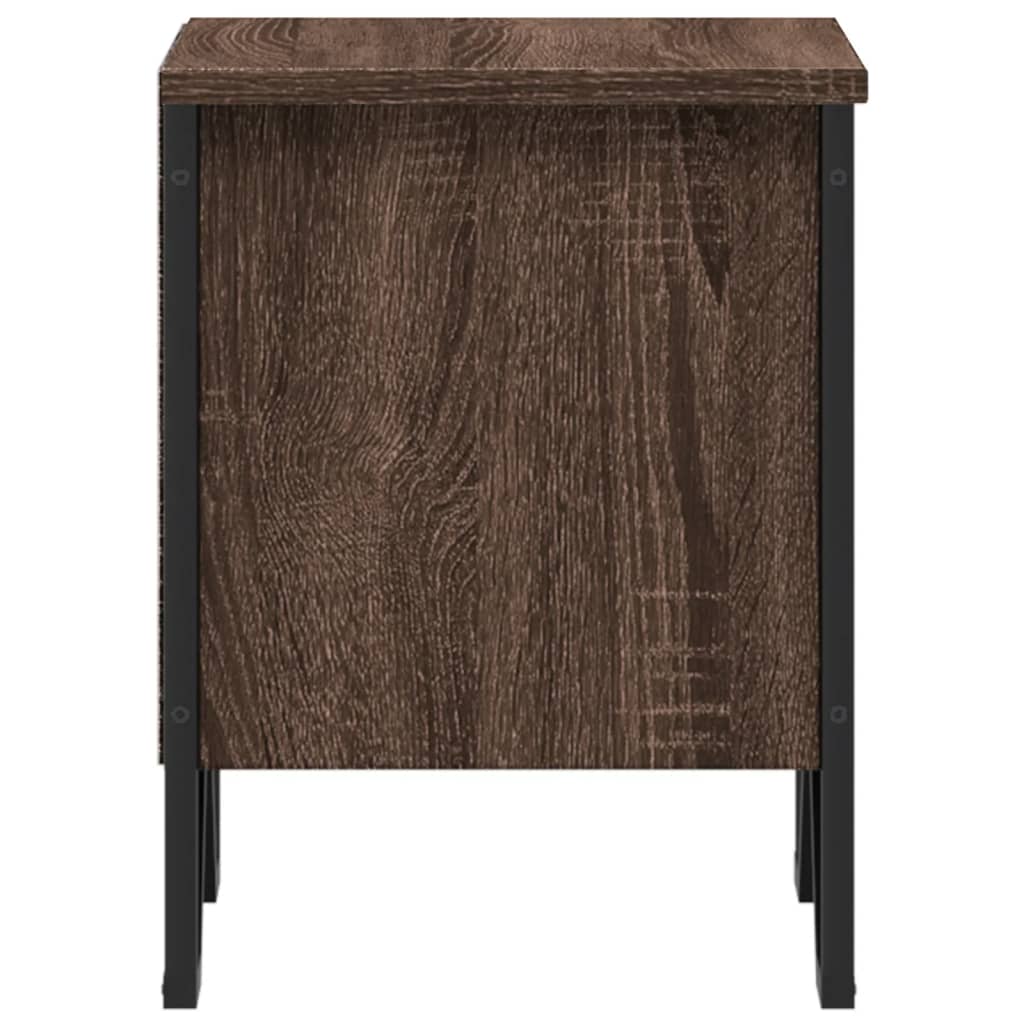 Brown Oak Bedside Cabinet Set of 2, Engineered Wood, 40x30x40 cm