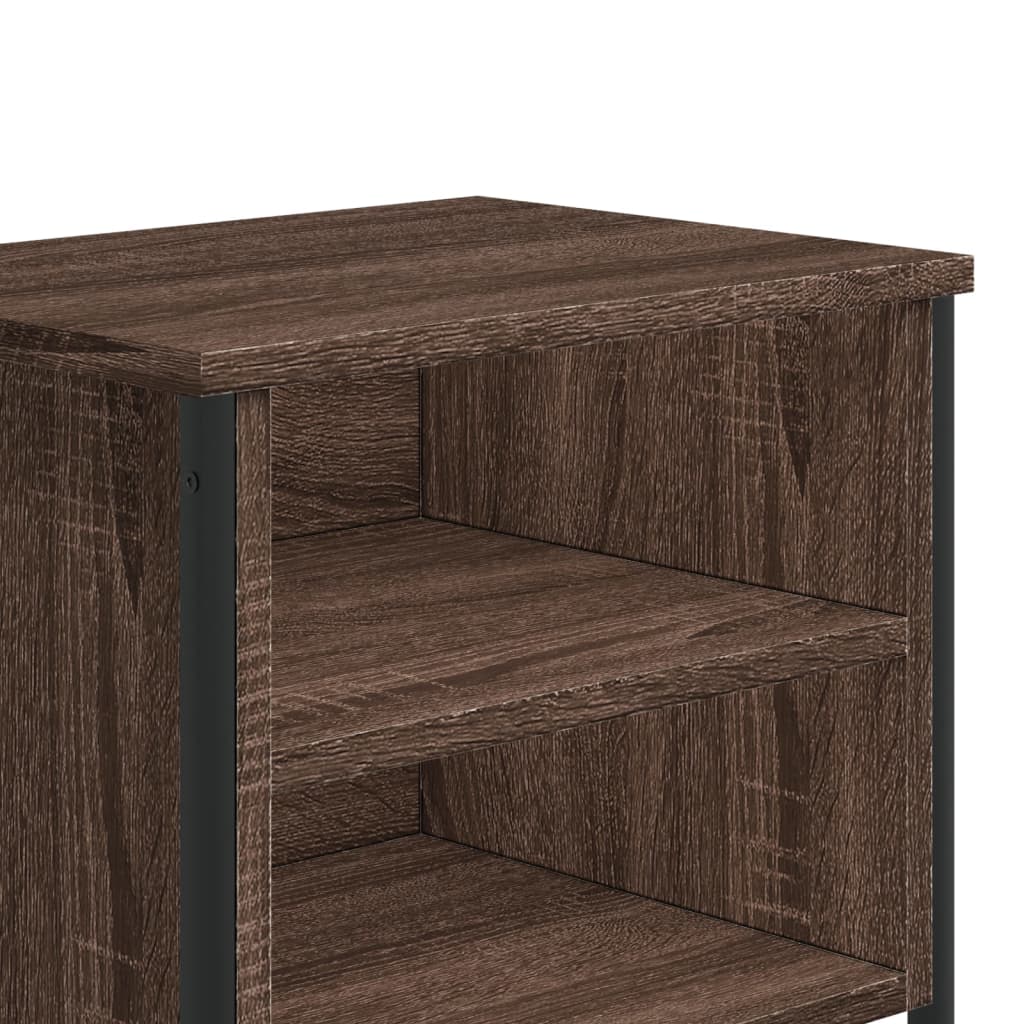 Brown Oak Bedside Cabinet Set of 2, Engineered Wood, 40x30x40 cm