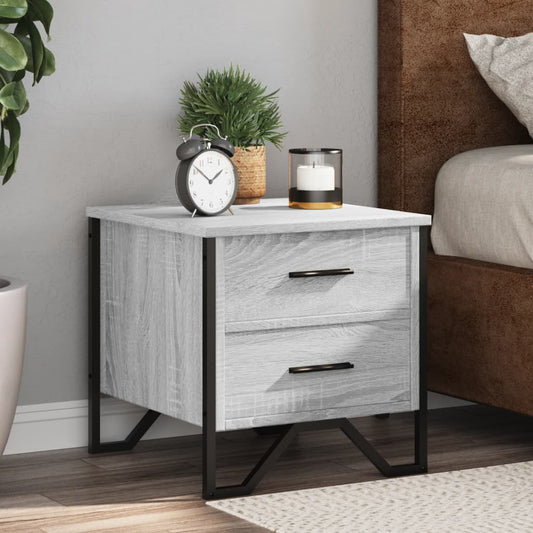 Grey Sonoma Engineered Wood Bedside Cabinet 40x41x40 cm