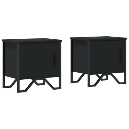 Black Engineered Wood Bedside Cabinets Set of 2 - 40x30x40 cm