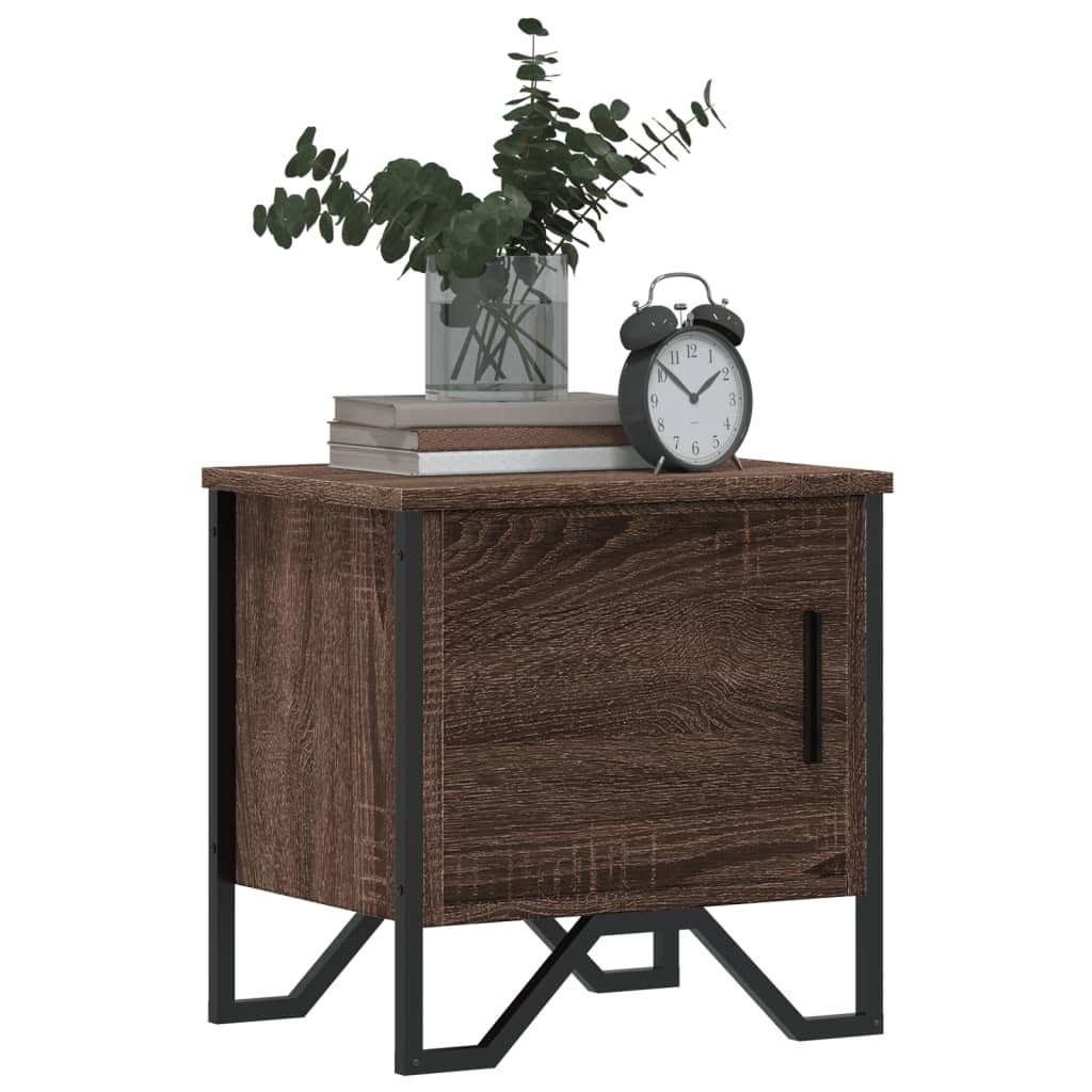 Brown Oak Bedside Cabinets Set of 2, 40x30x40 cm, Engineered Wood