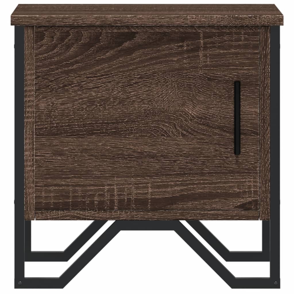Brown Oak Bedside Cabinets Set of 2, 40x30x40 cm, Engineered Wood