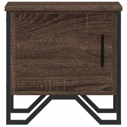 Brown Oak Bedside Cabinets Set of 2, 40x30x40 cm, Engineered Wood