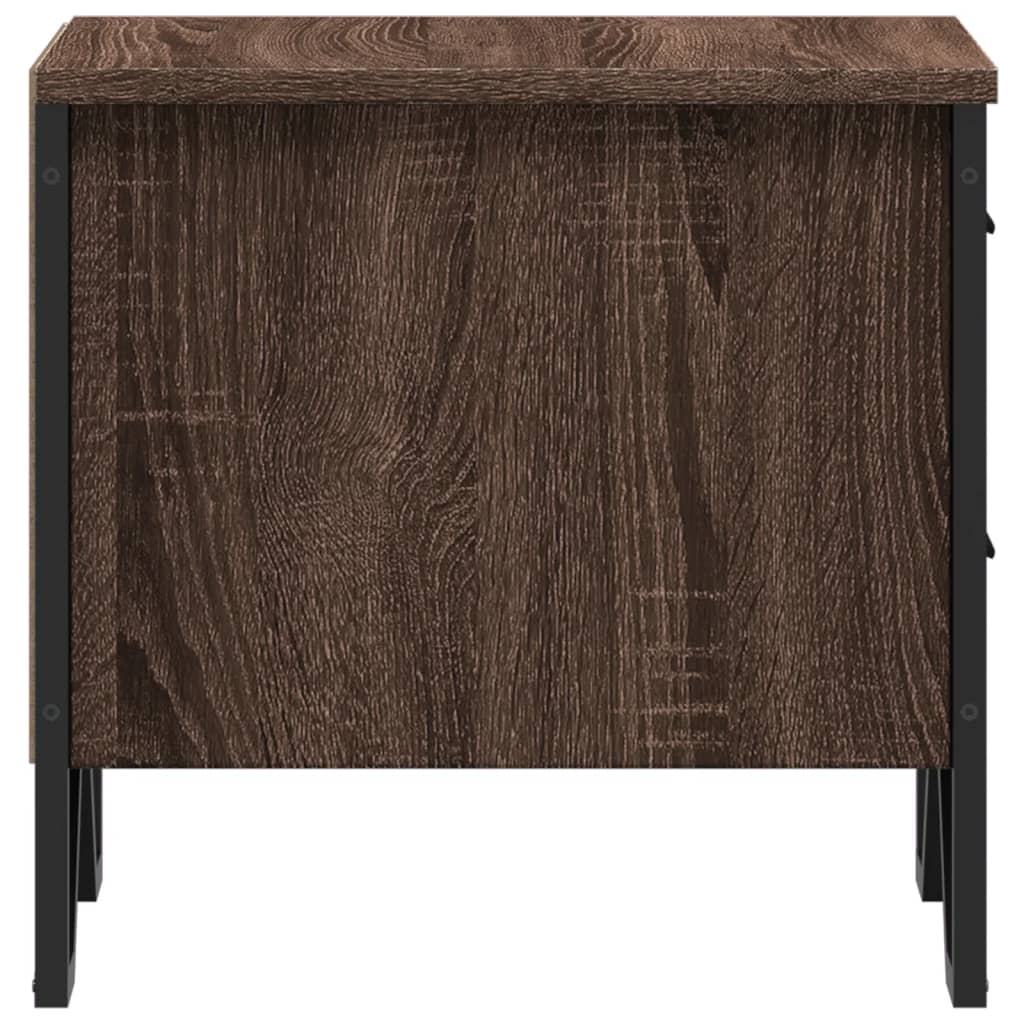 Brown Oak Bedside Cabinets Set of 2, 40x30x40 cm, Engineered Wood