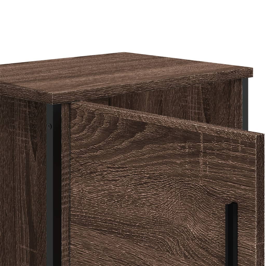 Brown Oak Bedside Cabinets Set of 2, 40x30x40 cm, Engineered Wood