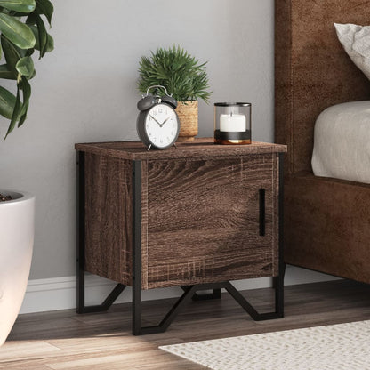 Brown Oak Bedside Cabinets Set of 2, 40x30x40 cm, Engineered Wood