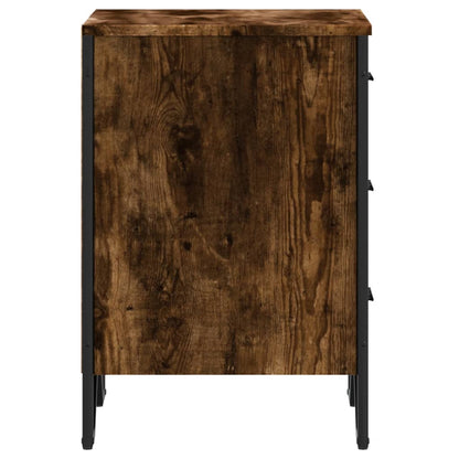 Smoked Oak Bedside Cabinet 40x41x60 cm - Engineered Wood Finish