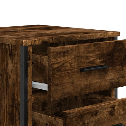 Smoked Oak Bedside Cabinet 40x41x60 cm - Engineered Wood Finish