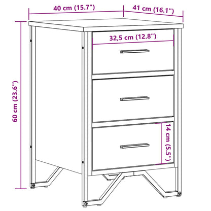 Smoked Oak Bedside Cabinet 40x41x60 cm - Engineered Wood Finish