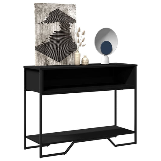 Sleek Black Console Table 100x35x74.5 cm - Engineered Wood Design