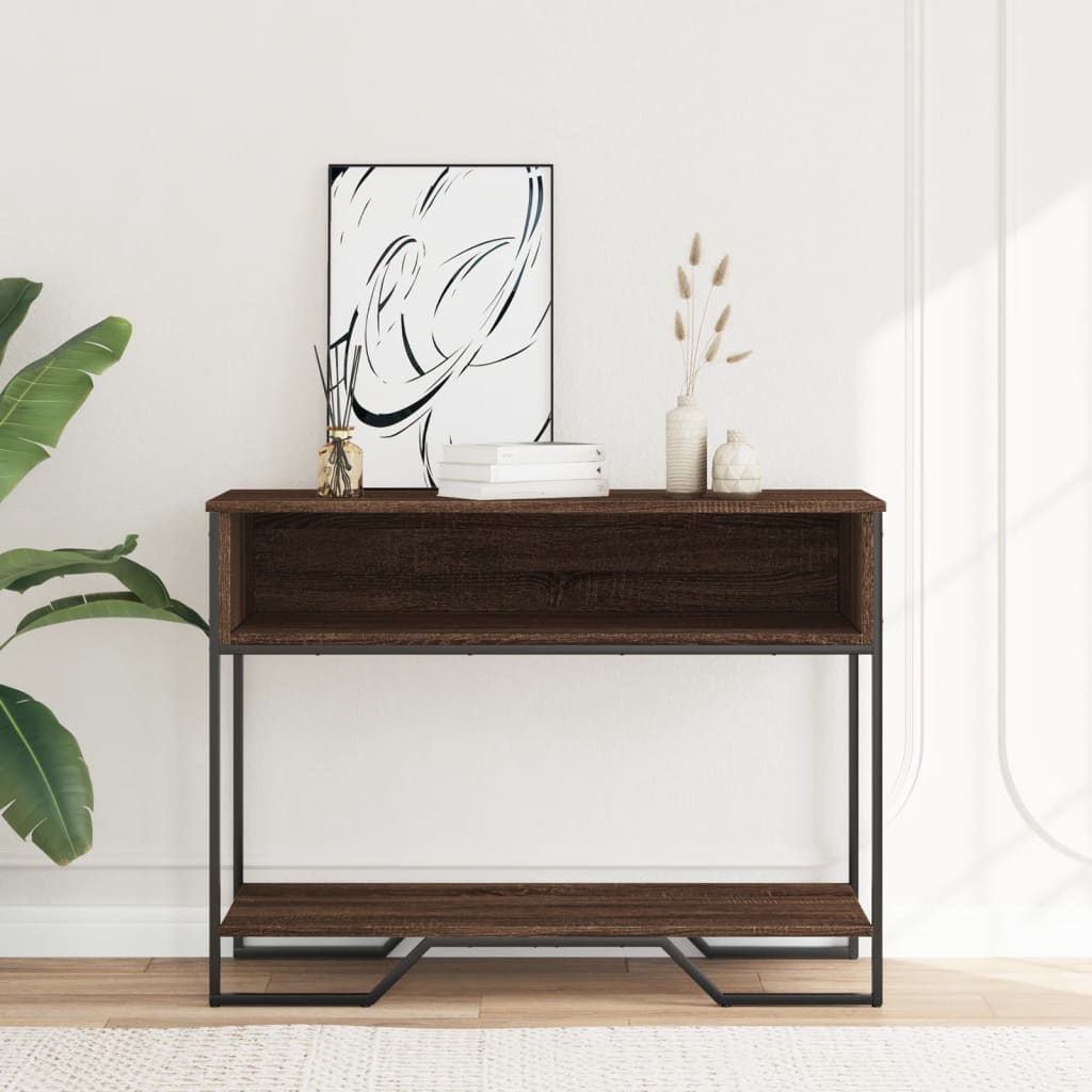 Brown Oak Console Table, 100x35x74.5 cm, Engineered Wood