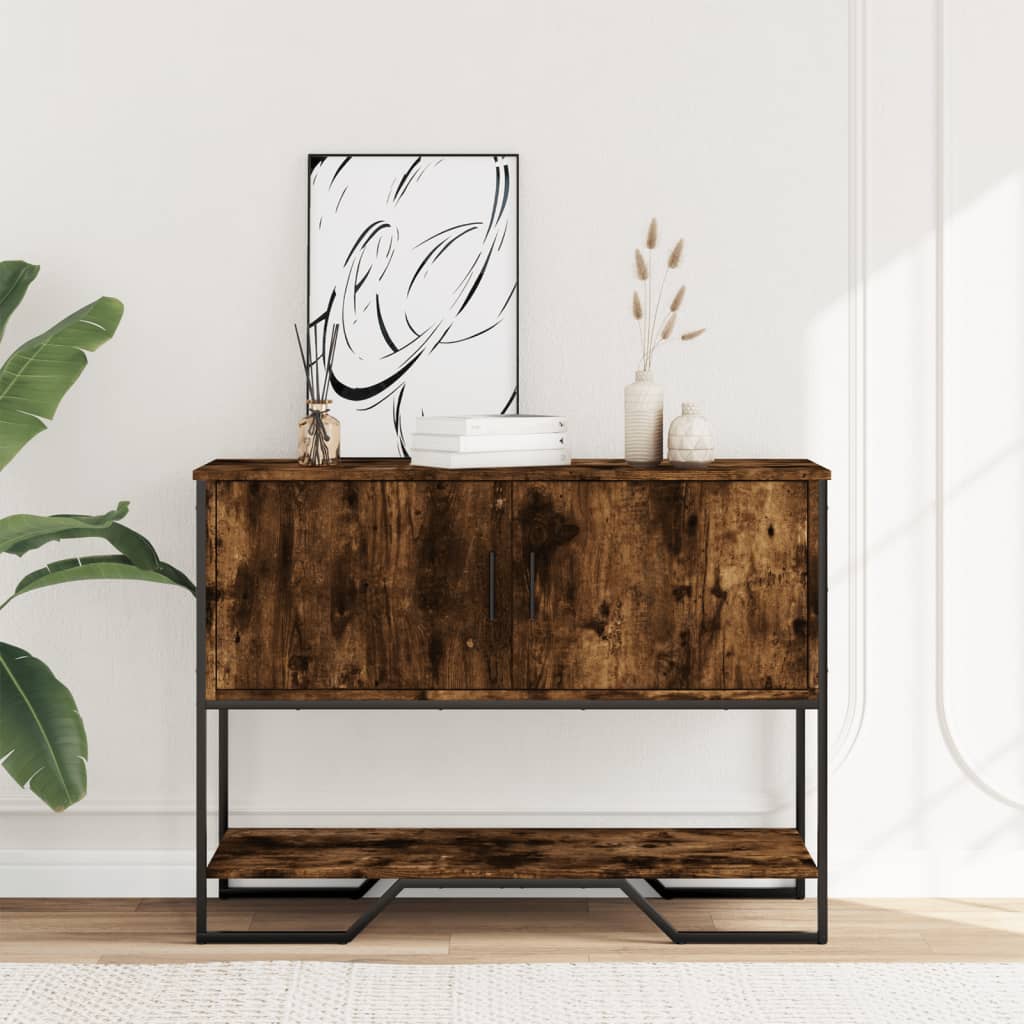 Smoked Oak Console Table - 100x35x74.5 cm | Engineered Wood