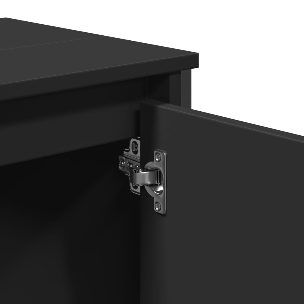 Black Engineered Wood Bathroom Sink Cabinet 60x35x60 cm