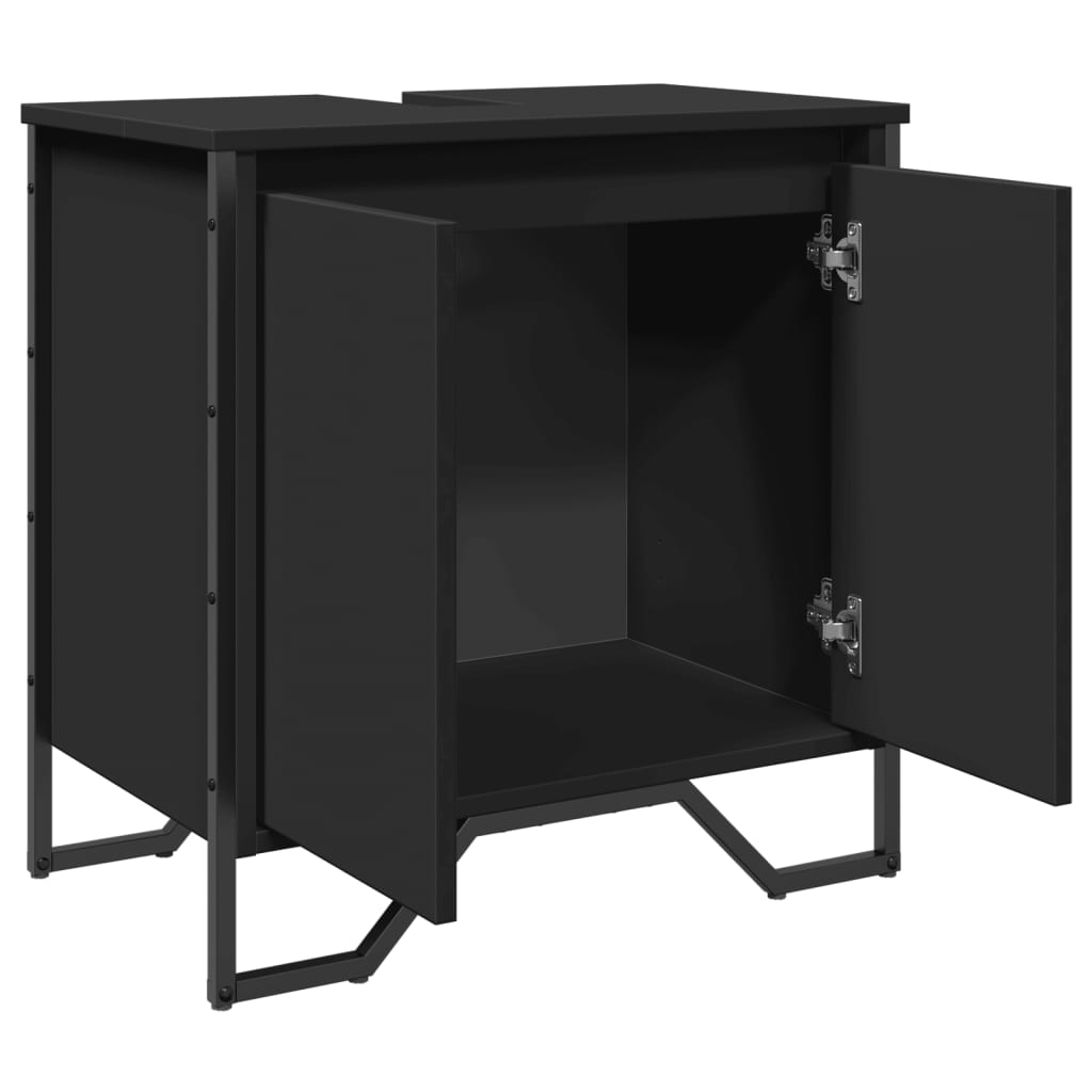 Black Engineered Wood Bathroom Sink Cabinet 60x35x60 cm