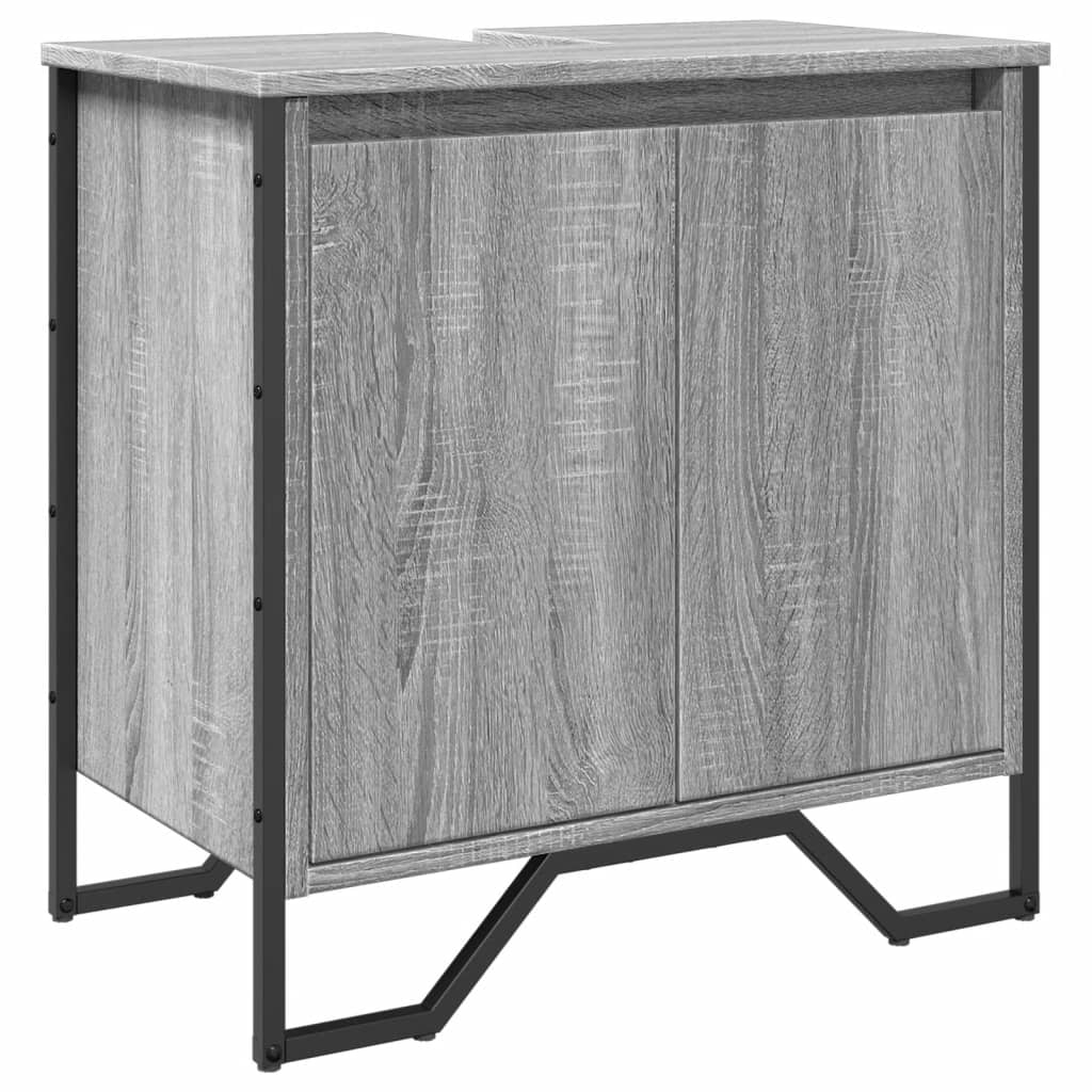 Elegant Grey Sonoma Bathroom Sink Cabinet, 60x35x60 cm, Wood Finish