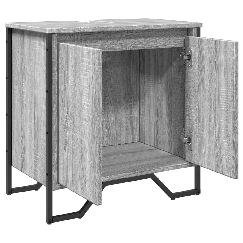 Elegant Grey Sonoma Bathroom Sink Cabinet, 60x35x60 cm, Wood Finish