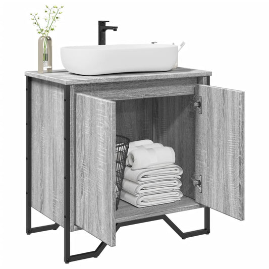 Elegant Grey Sonoma Bathroom Sink Cabinet, 60x35x60 cm, Wood Finish