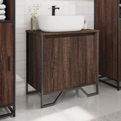 Brown Oak Bathroom Sink Cabinet - 60x35x60 cm Engineered Wood