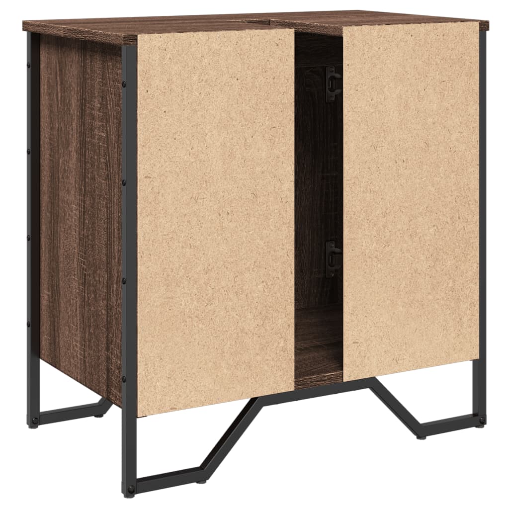 Brown Oak Bathroom Sink Cabinet - 60x35x60 cm Engineered Wood