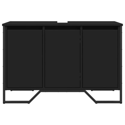 Black Engineered Wood Bathroom Sink Cabinet - 91x35x60 cm