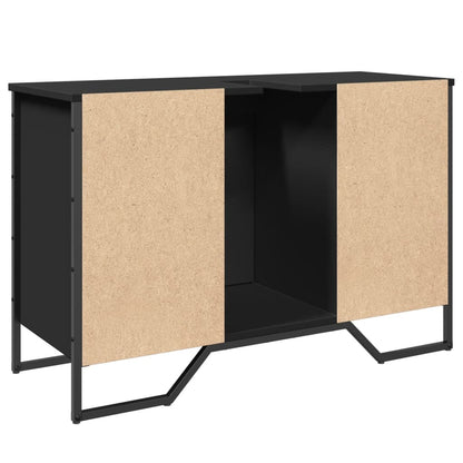 Black Engineered Wood Bathroom Sink Cabinet - 91x35x60 cm