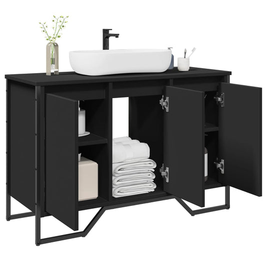 Black Engineered Wood Bathroom Sink Cabinet - 91x35x60 cm
