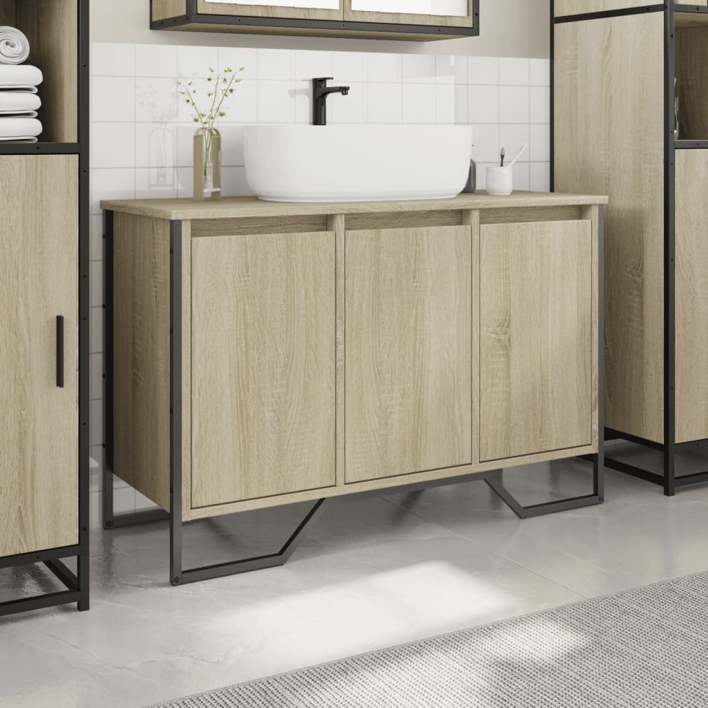 Sleek Sonoma Oak Bathroom Sink Cabinet - 91x35x60 cm Engineered Wood