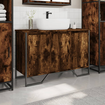 Smoked Oak Bathroom Sink Cabinet 91x35x60 cm - Engineered Wood