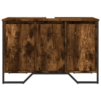 Smoked Oak Bathroom Sink Cabinet 91x35x60 cm - Engineered Wood