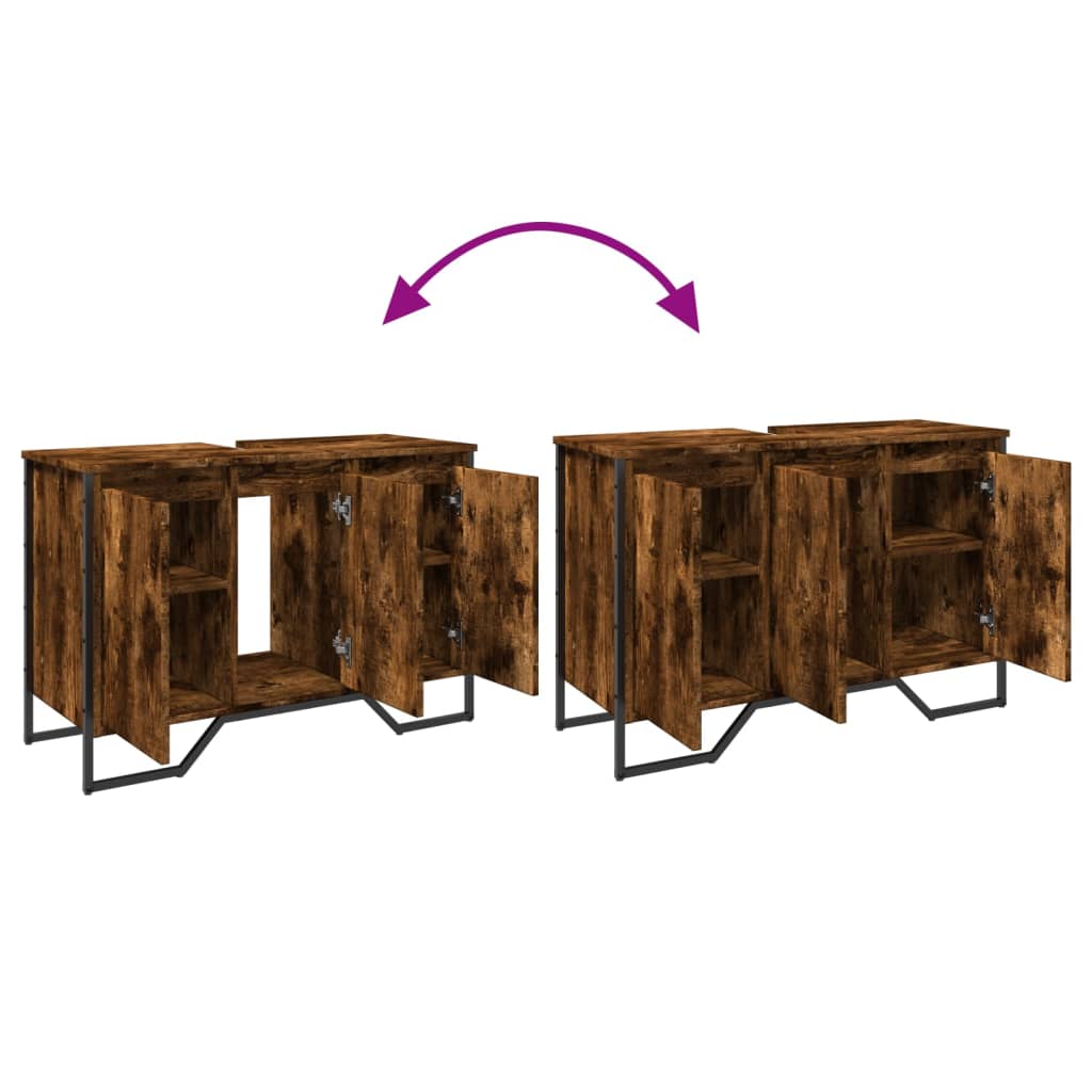 Smoked Oak Bathroom Sink Cabinet 91x35x60 cm - Engineered Wood