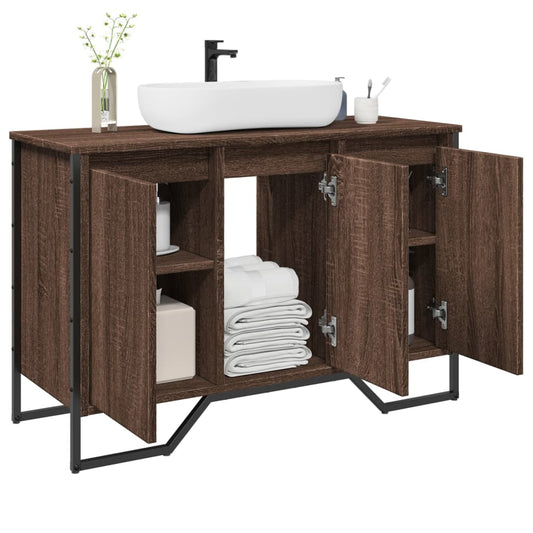 Brown Oak Bathroom Sink Cabinet - 91x35x60 cm, Engineered Wood