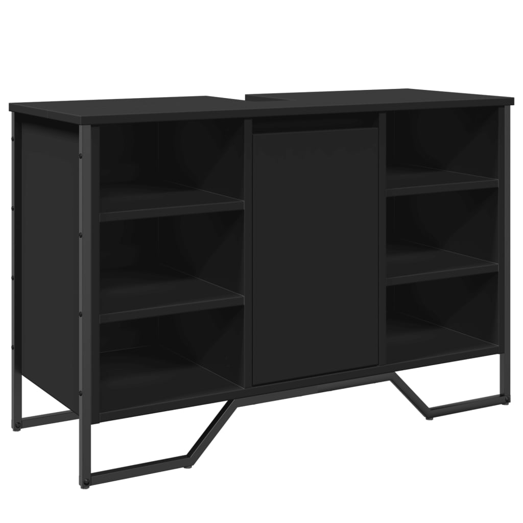 Black Engineered Wood Bathroom Sink Cabinet - 91x35x60 cm