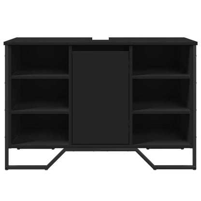 Black Engineered Wood Bathroom Sink Cabinet - 91x35x60 cm