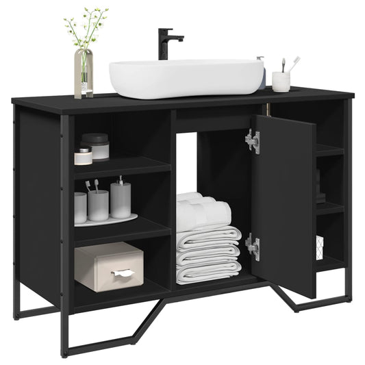 Black Engineered Wood Bathroom Sink Cabinet - 91x35x60 cm