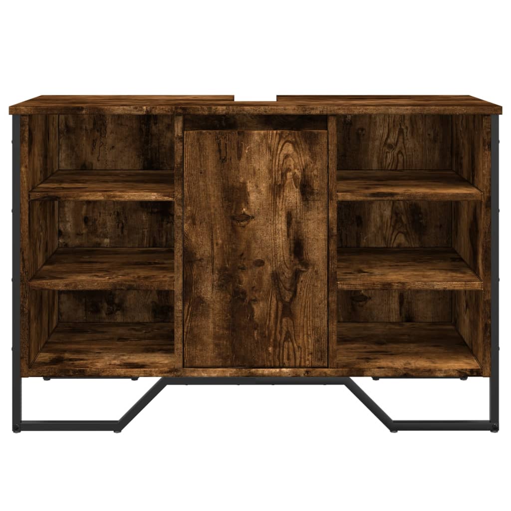 Smoked Oak Bathroom Sink Cabinet 91x35x60 cm - Engineered Wood