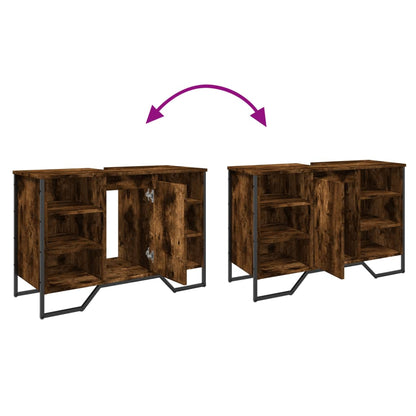 Smoked Oak Bathroom Sink Cabinet 91x35x60 cm - Engineered Wood