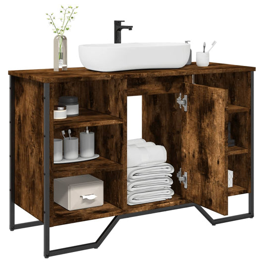Smoked Oak Bathroom Sink Cabinet 91x35x60 cm - Engineered Wood