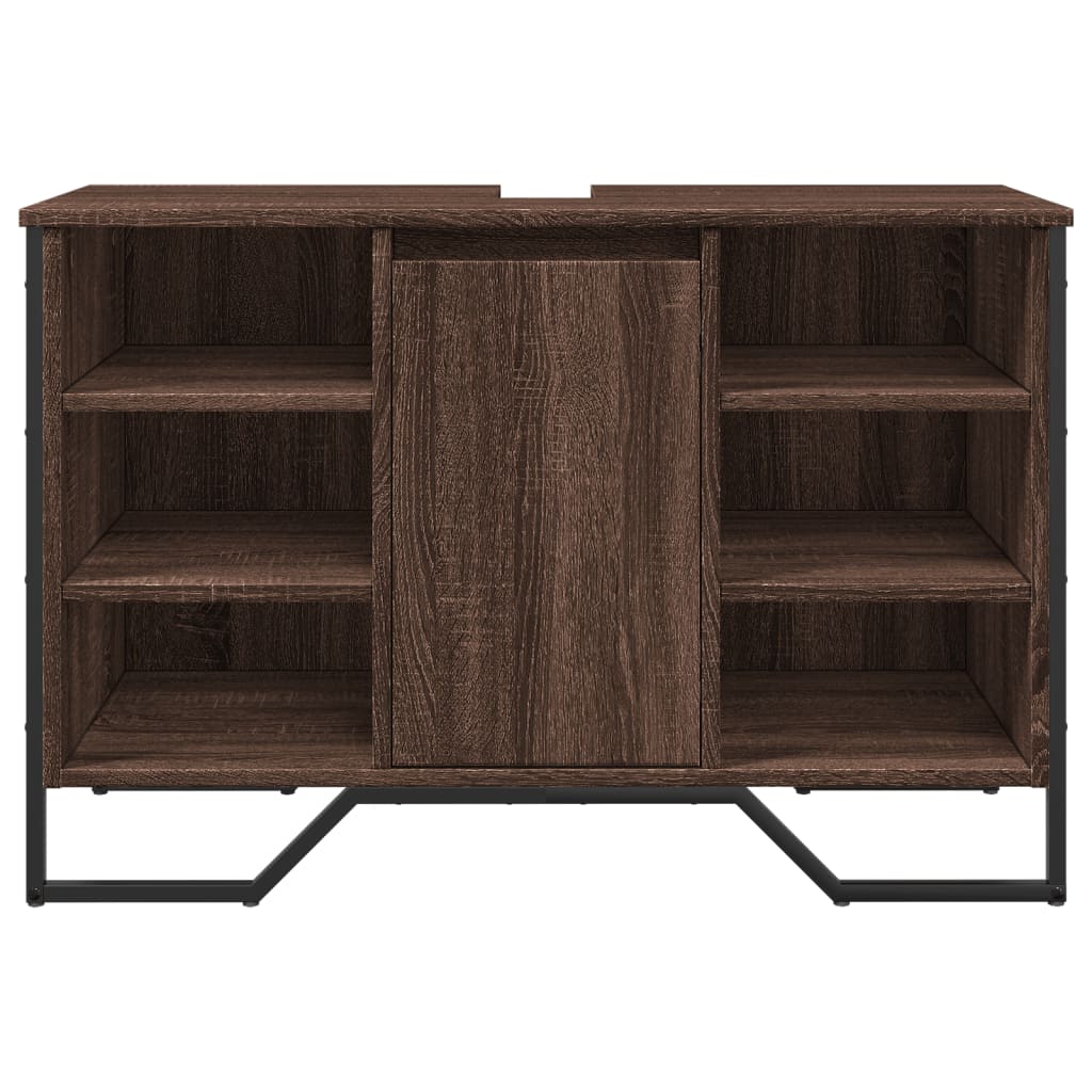 Brown Oak Bathroom Sink Cabinet, 91x35x60 cm Engineered Wood