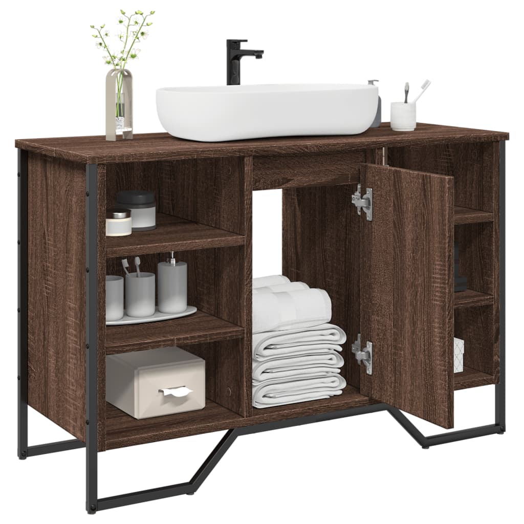 Brown Oak Bathroom Sink Cabinet, 91x35x60 cm Engineered Wood
