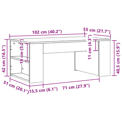 Coffee Table Concrete Grey 102x55x42 cm Engineered Wood