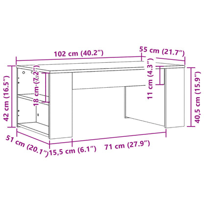 Coffee Table Brown Oak 102x55x42 cm Engineered Wood