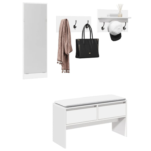 White 4-Piece Hallway Furniture Set in Engineered Wood