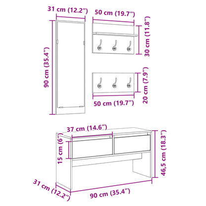 Elegant Black Engineered Wood 4-Piece Hallway Furniture Set