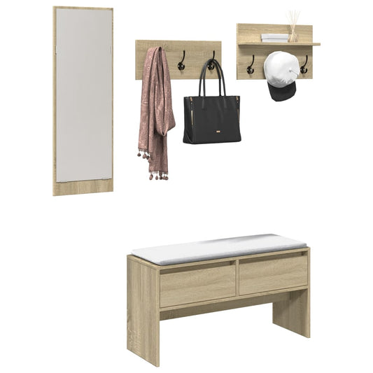 Sonoma Oak 4-Piece Hallway Furniture Set - Engineered Wood