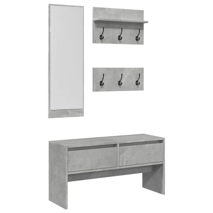 4-Piece Hallway Furniture Set in Concrete Grey Engineered Wood