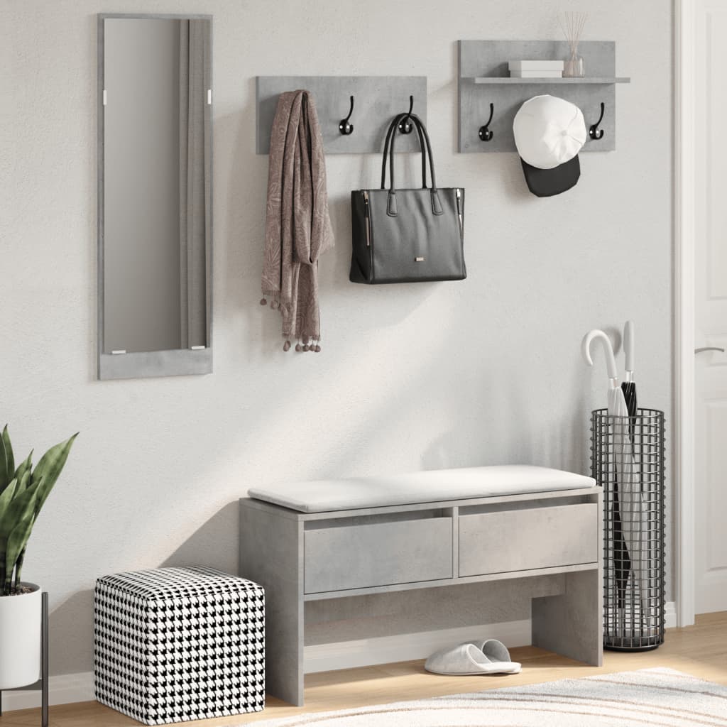 4-Piece Hallway Furniture Set in Concrete Grey Engineered Wood