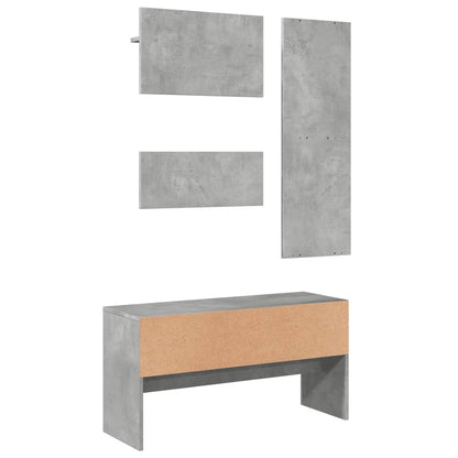 4-Piece Hallway Furniture Set in Concrete Grey Engineered Wood