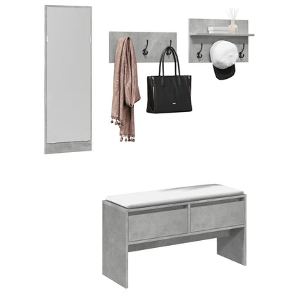 4-Piece Hallway Furniture Set in Concrete Grey Engineered Wood