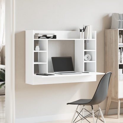 White Engineered Wood Wall-Mounted Desk 105x48x75 cm